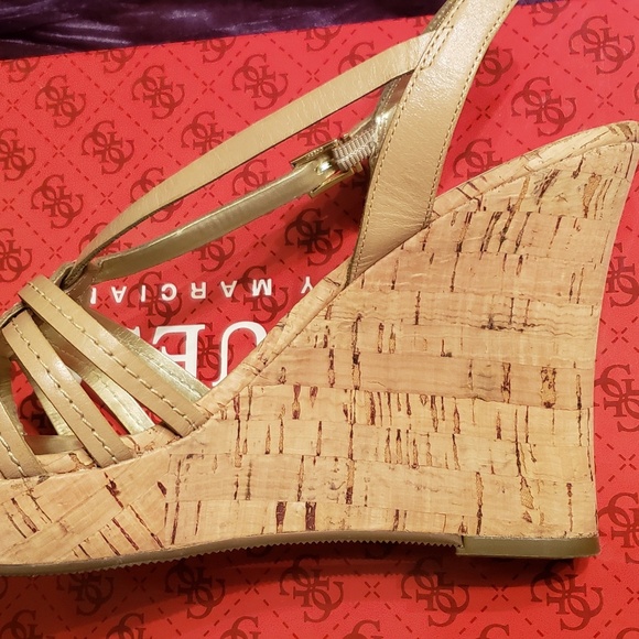 GUESS Leather Wedges Tan (size 8.5M) - Picture 3 of 3